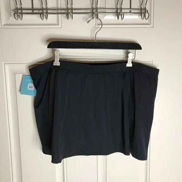 NWT Bal Harbour Women's Tummy Control Side Slit Swim Skirt Black ~ Size 2X - Picture 4 of 5